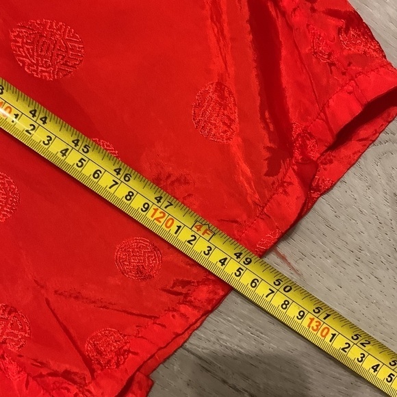 Golden‎ Bee Vintage Embroidered Robe Tie Waist Chinese Kimono Red peacock M - Picture 13 of 15